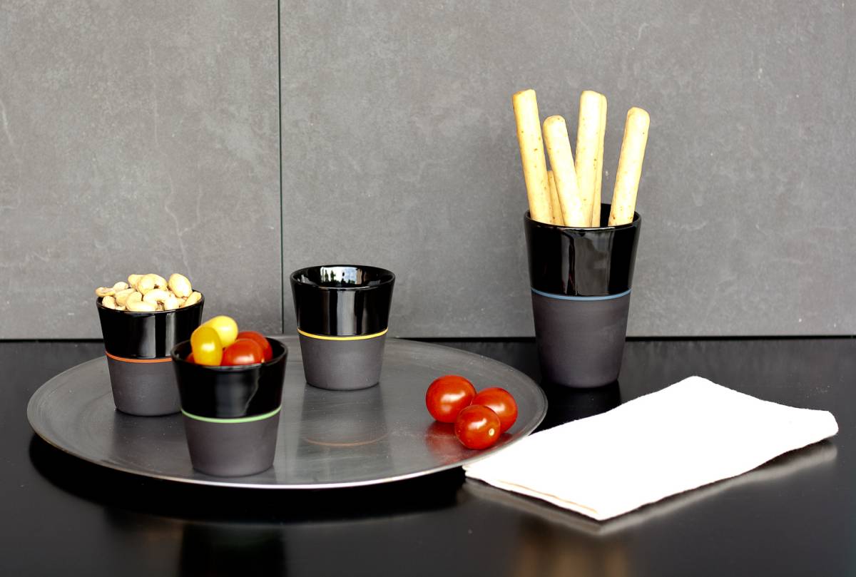Ambit black porcelain beakers for aperitifs