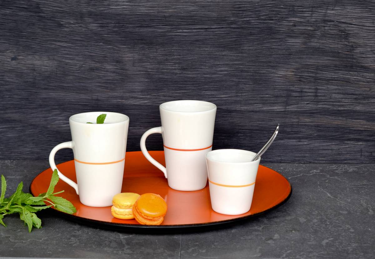 Ambit white porcelain tall mugs