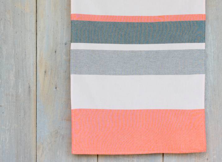 pink and orange tea towel including recycled coton