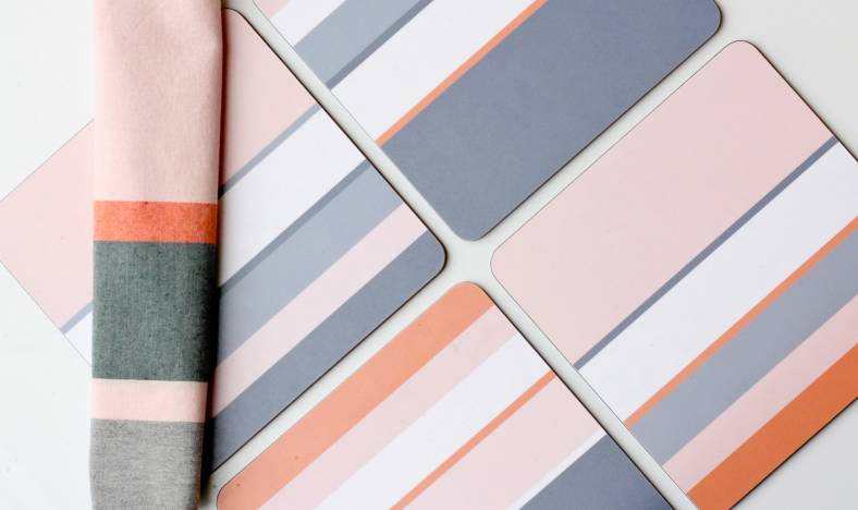 Pink Stripe placemats and Iraklio tea towel